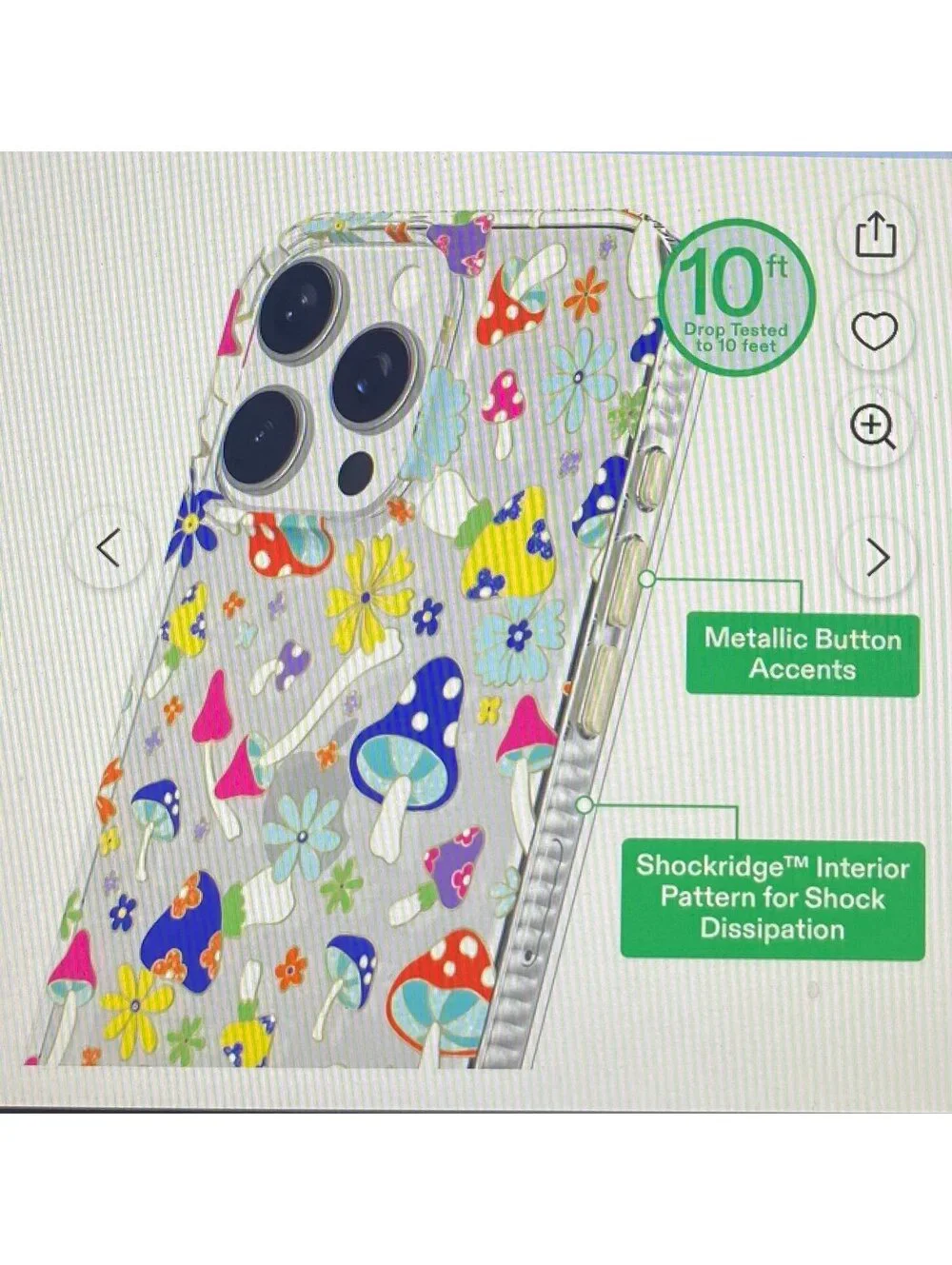 Onn Phone Case for iPhone 16 Pro Multicolor Mushroom